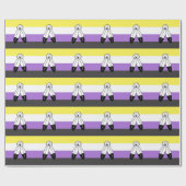 Papier Cadeau Drapeau de fierté non binaire à double esprit (Plat)