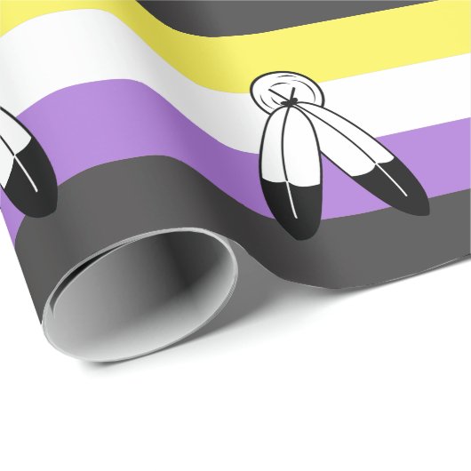 Papier Cadeau Drapeau de fierté non binaire à double esprit (Coin rond)