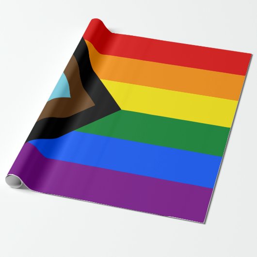 Papier Cadeau Drapeau de fierté Progress LGBTQ+ (Déroulé)