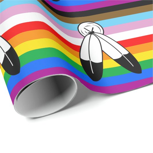 Papier Cadeau Drapeau de fierté Progress Pride LGBTQ+ Two-Spirit (Coin rond)