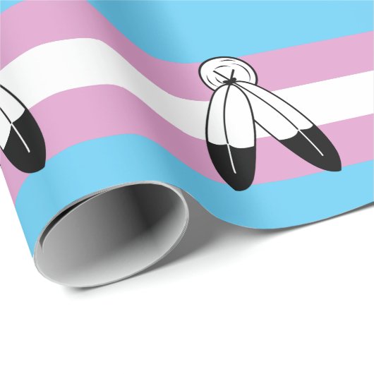 Papier Cadeau Drapeau de fierté trans bispirituel (Coin rond)