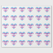 Papier Cadeau Drapeau de fierté trans cœur (Plat)