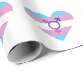 Papier Cadeau Drapeau de fierté trans cœur (Coin rond)