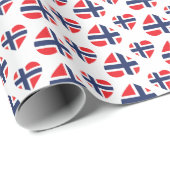 PAPIER CADEAU DRAPEAU DE FORME DE COEUR DE LA NORVÈGE (Coin rond)