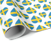 PAPIER CADEAU DRAPEAU DE FORME DE COEUR DE LA SUÈDE (Coin rond)