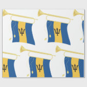 Papier Cadeau Drapeau de la Barbade avec Bugle Patriotique Caraï (Plat)
