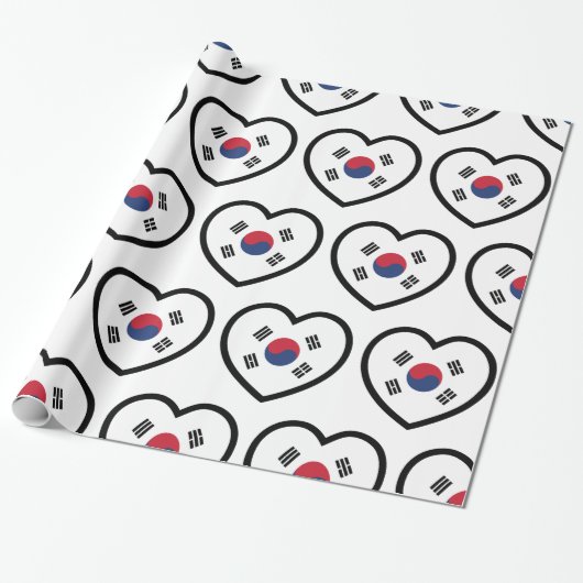 Papier Cadeau Drapeau de la Corée du Sud Cœur (Déroulé)