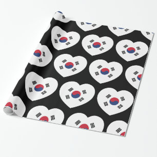 Papier Cadeau Drapeau de la Corée du Sud Cœur