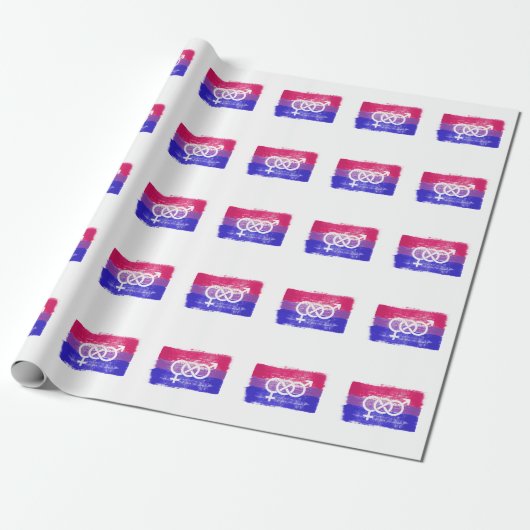Papier Cadeau Drapeau de la fierté du symbole bisexuel peint (Déroulé)
