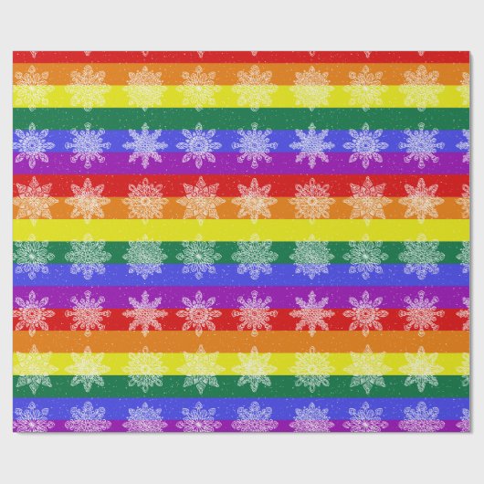 Papier Cadeau Drapeau de la fierté Noël Motif de flocon (Plat)