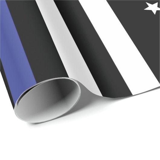 Papier Cadeau Drapeau de la ligne bleue mince USA (Coin rond)