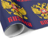 Papier Cadeau Drapeau de la Russie Aigle impériale Russie Orthod (Coin rond)