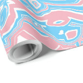 Papier Cadeau Drapeau de la Trans Pride Trippy Boho Super Wavy (Coin rond)