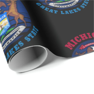 Papier Cadeau Drapeau de l'État des Grands Lacs du MICHIGAN