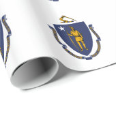 Papier Cadeau Drapeau de l'État du Massachusetts (Coin rond)