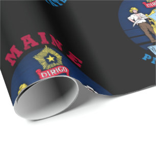 Papier Cadeau Drapeau de l'État du pin du MAINE