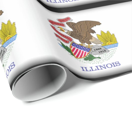 Papier Cadeau Drapeau de l'Illinois (Coin rond)