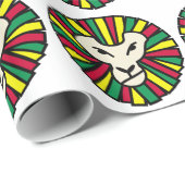 Papier Cadeau Drapeau de Lion Rastafarian (Coin rond)
