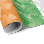 Papier Cadeau Drapeau de l'Irlande avec motif shamrock (Coin rond)