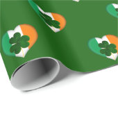 Papier Cadeau Drapeau de l'Irlande Coeurs avec Shamrock St. Patr (Coin rond)