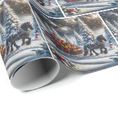 Papier Cadeau Drapeau De Noël Rempli De Cadeaux (Coin rond)