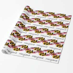 Papier Cadeau Drapeau de ondulation et nom du Maryland