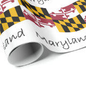 Papier Cadeau Drapeau de ondulation et nom du Maryland (Coin rond)