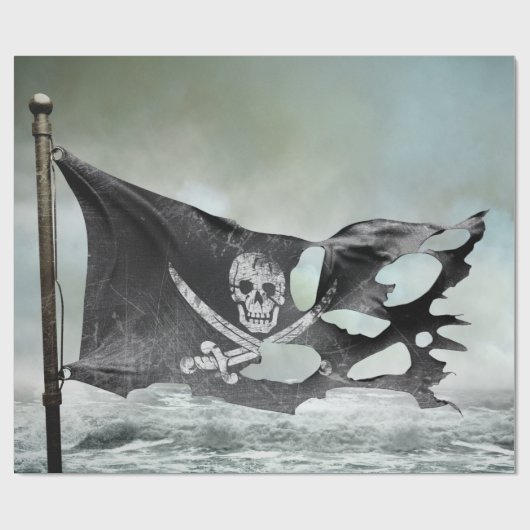 Papier Cadeau Drapeau de pirate usé (Plat)