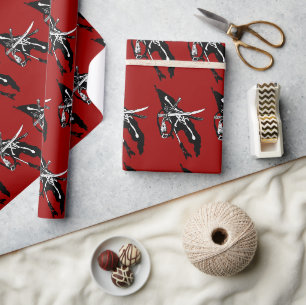 Papier Cadeau Drapeau de pirates vintage, crâne et os croisés Jo