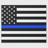 Papier Cadeau Drapeau de police de la ligne bleue mince (Plat)