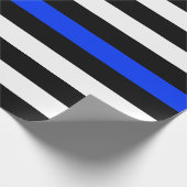Papier Cadeau Drapeau de police de la ligne bleue mince (Coin)