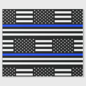 Papier Cadeau Drapeau de police de la ligne bleue mince (Plat)