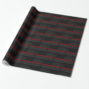 Papier Cadeau Drapeau de pompier affligé par obscurité