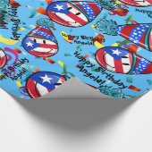 Papier Cadeau Drapeau de Porto Rico dans un anniversaire du (Coin)