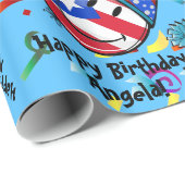 Papier Cadeau Drapeau de Porto Rico dans un anniversaire du (Coin rond)