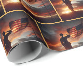 Papier Cadeau Drapeau de salut du soldat américain (Coin rond)