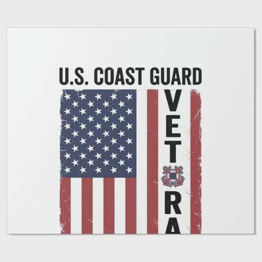 Papier Cadeau Drapeau de Vétéran des Garde-Côtes Conception Vect (Plat)