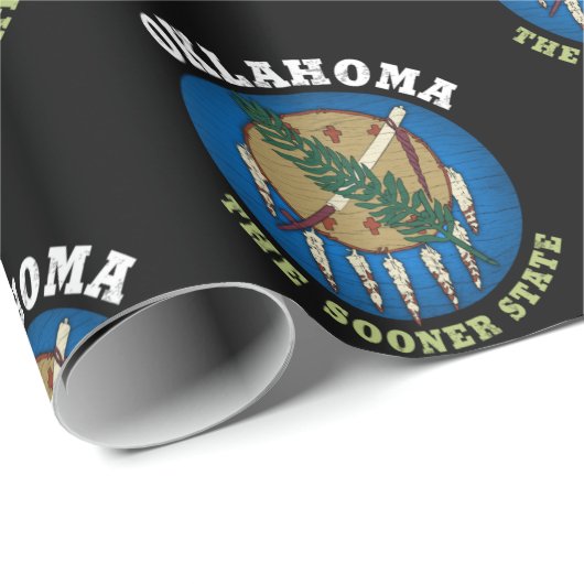 PAPIER CADEAU DRAPEAU D'ÉTAT D'OKLAHOMA (Coin rond)