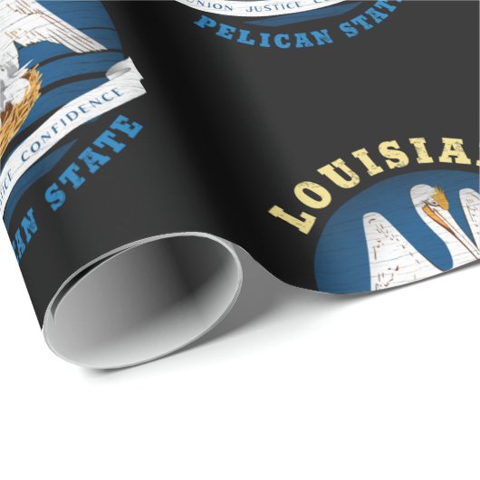 PAPIER CADEAU DRAPEAU D'ÉTAT LOUISIANA PELICAN (Coin rond)