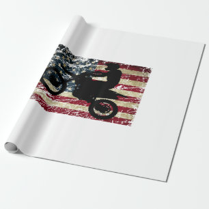 Papier Cadeau Drapeau Dirt Vélo USA Drapeau T-Shirt Motocross Dr