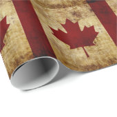 Papier Cadeau Drapeau du Canada / grunge (Coin rond)
