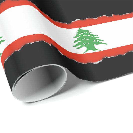 Papier Cadeau Drapeau du Liban (Coin rond)