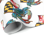 Papier Cadeau Drapeau du Maryland de crabe bleu (Coin rond)