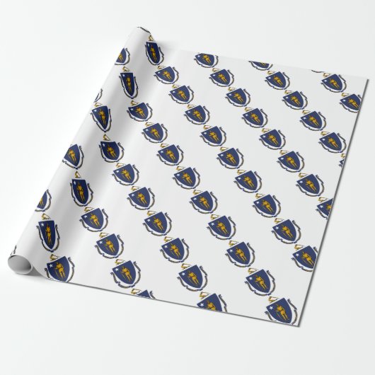 Papier Cadeau Drapeau du Massachusetts (Déroulé)