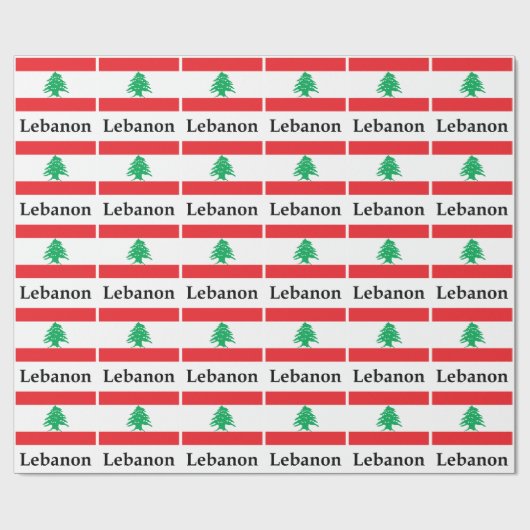 Papier Cadeau Drapeau et nom du Liban (Plat)