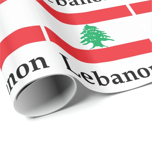 Papier Cadeau Drapeau et nom du Liban (Coin rond)