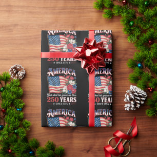 Papier Cadeau Drapeau Floral America 250 Ans