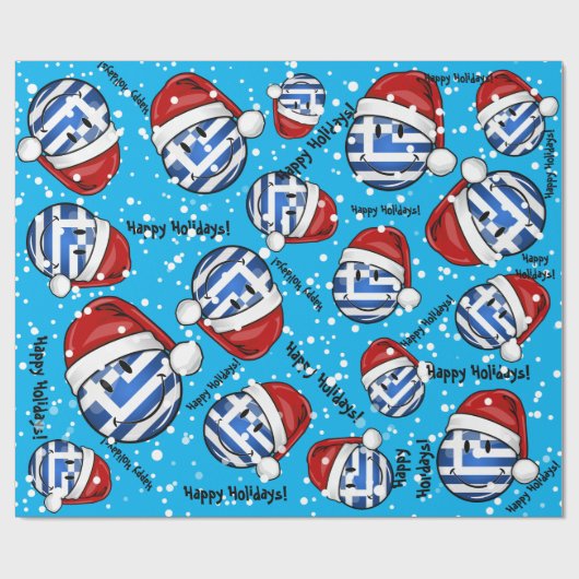 Papier Cadeau Drapeau grec style Noël (Plat)
