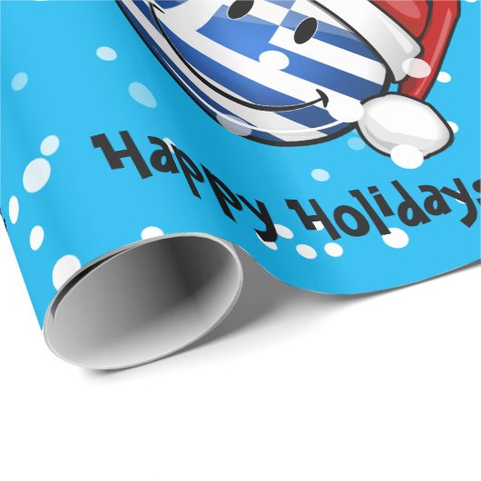 Papier Cadeau Drapeau grec style Noël (Coin rond)