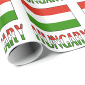 Papier Cadeau Drapeau Hongrie et Hongrie (Coin rond)